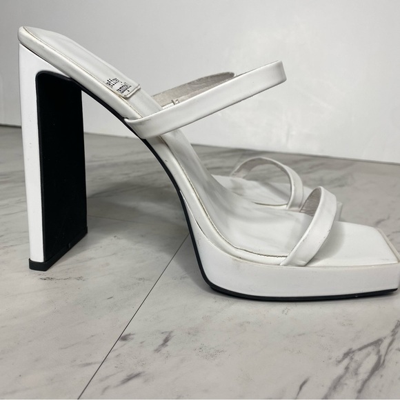 Jeffrey Campbell Hustler Square Toe White Heel Sandal 9 1/2 - Picture 9 of 14